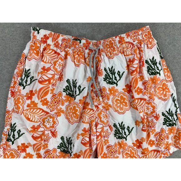 Vilebrequin Floral‎ Cotton Mesh Lined Swim Trunks (Men's 3XL) Orange - Picture 2 of 12